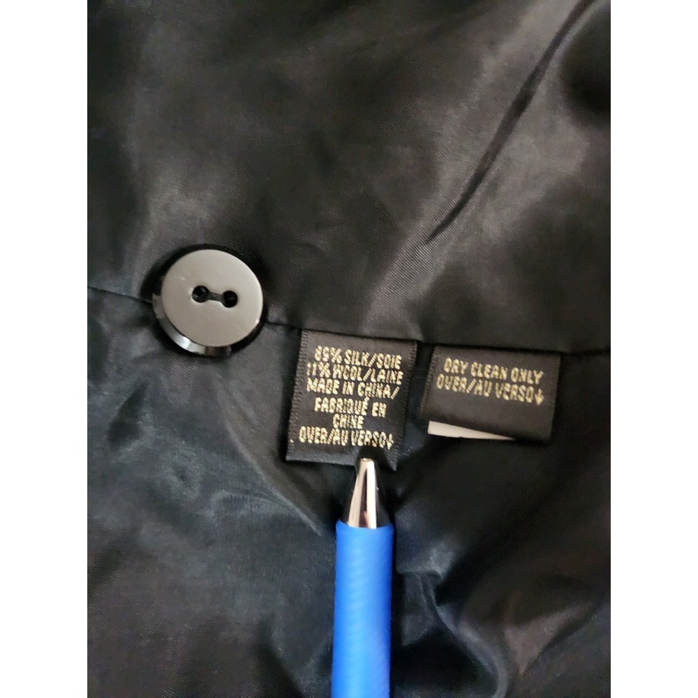 Dana‎ Buchman Silk Wool Blazer Jacket Black Single Breasted One Button Lined Lrg - Picture 9 of 13